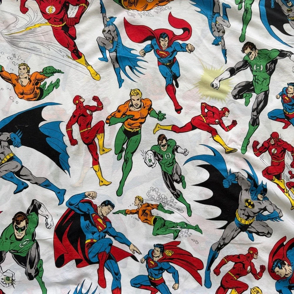 Pottery Barn Kids DC Justice League Twin Flat Sheet Batman Superman Organic
